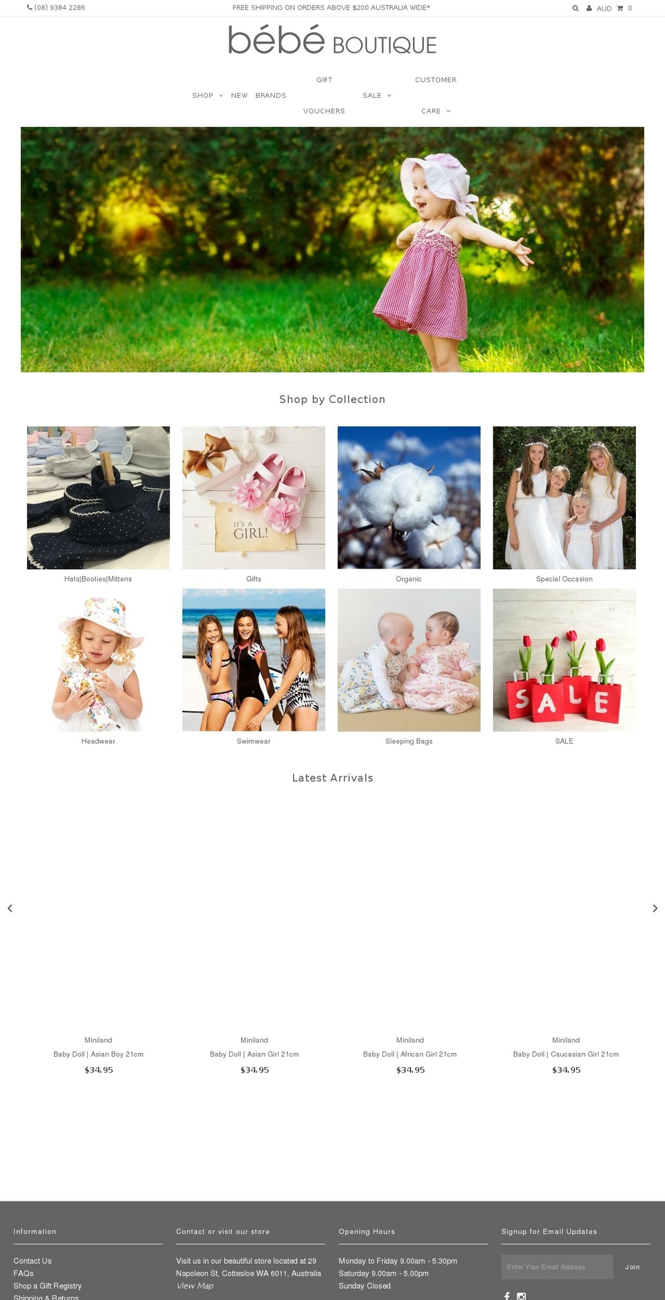 bebeboutique.com.au shopify website screenshot