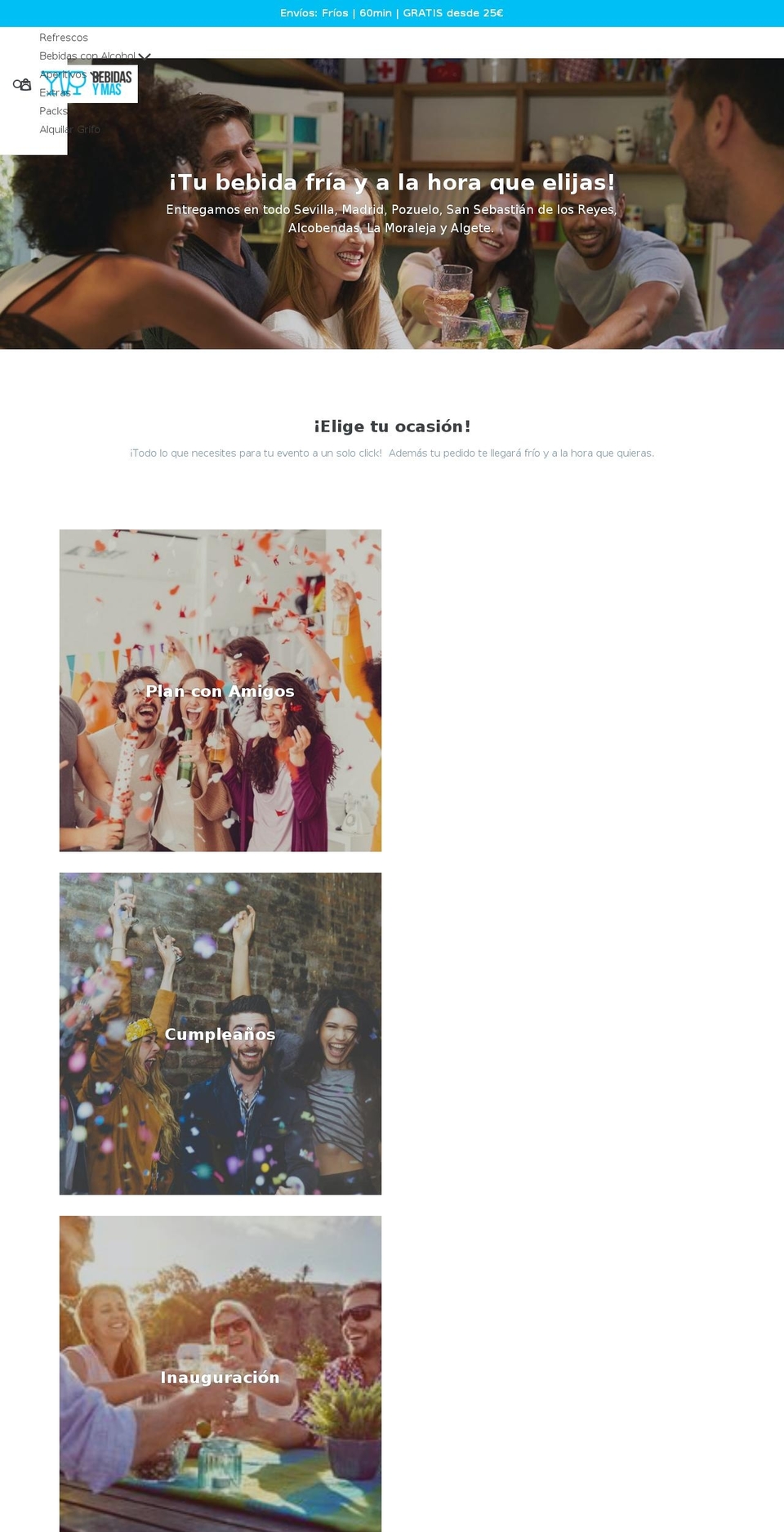 bebidasymas.com — Shopify storefront screenshot
