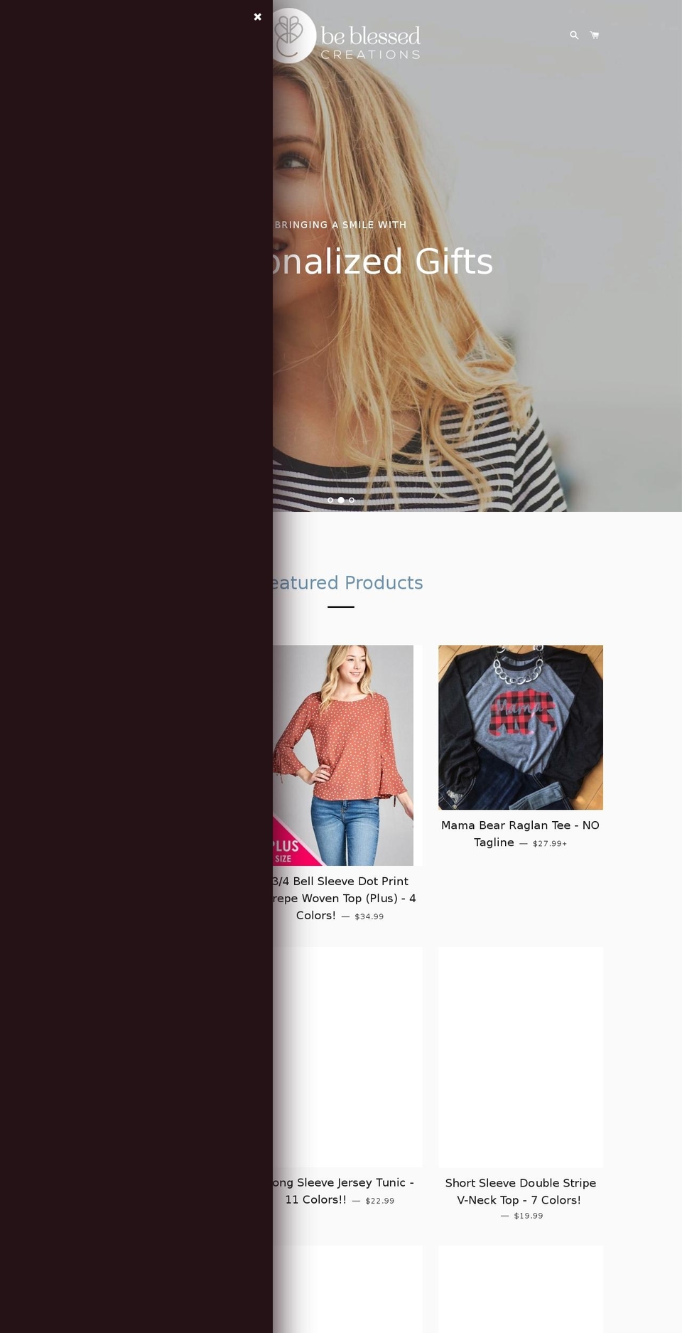 beblessedcreations.com shopify website screenshot