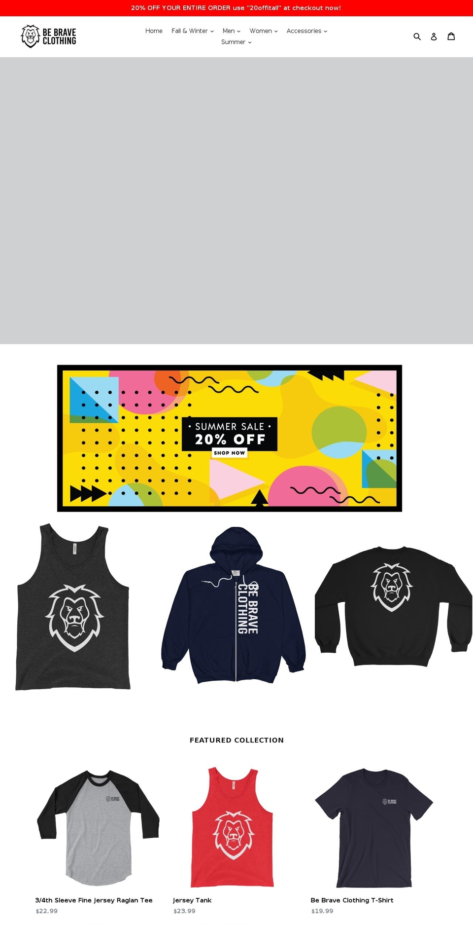 bebraveclothingstore.com — Shopify storefront screenshot