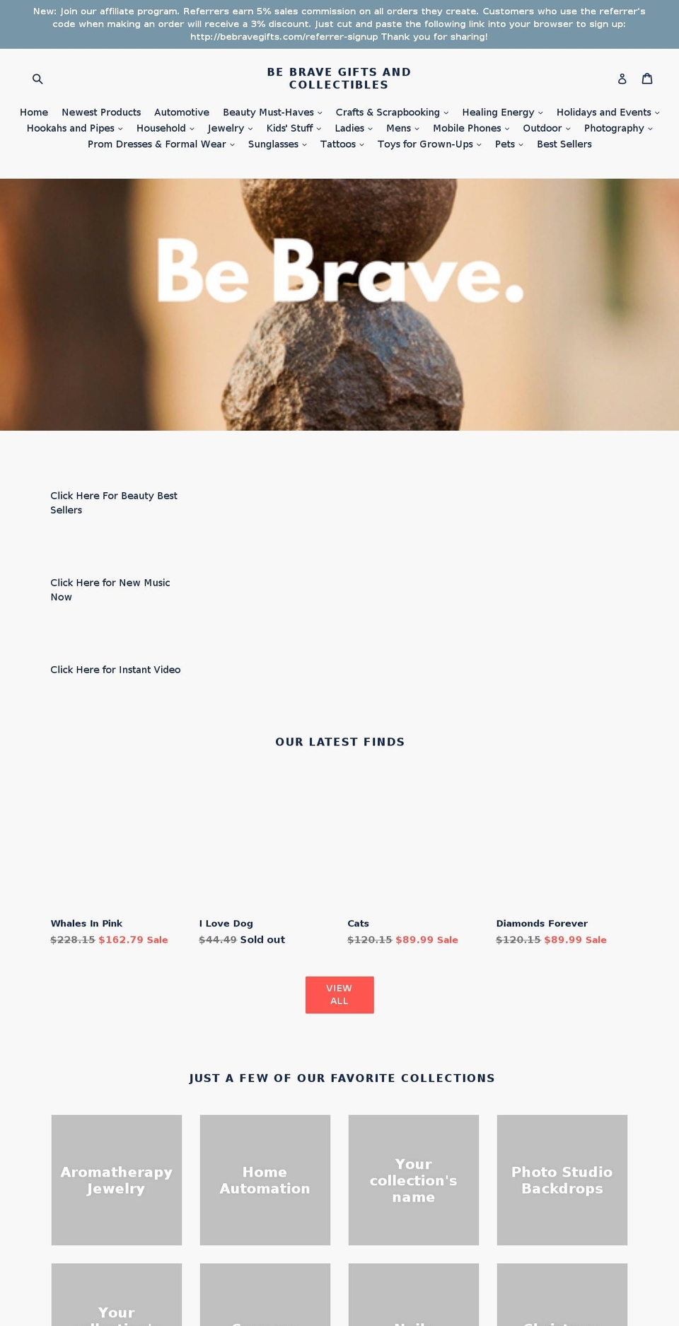 bebravegifts.com — Shopify storefront screenshot