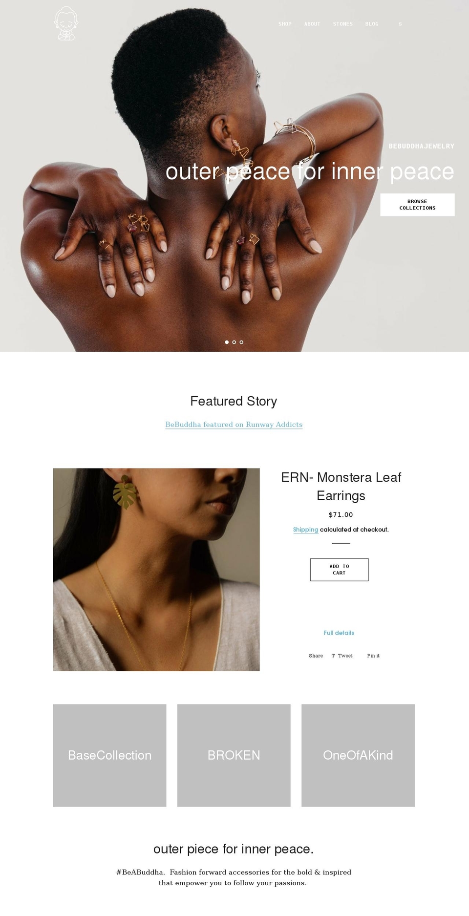 bebuddhajewelry.com shopify website screenshot