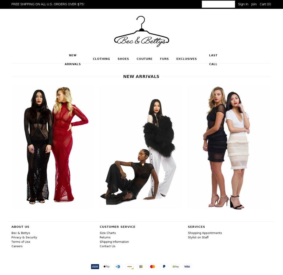 becandbettys.com — Shopify storefront screenshot