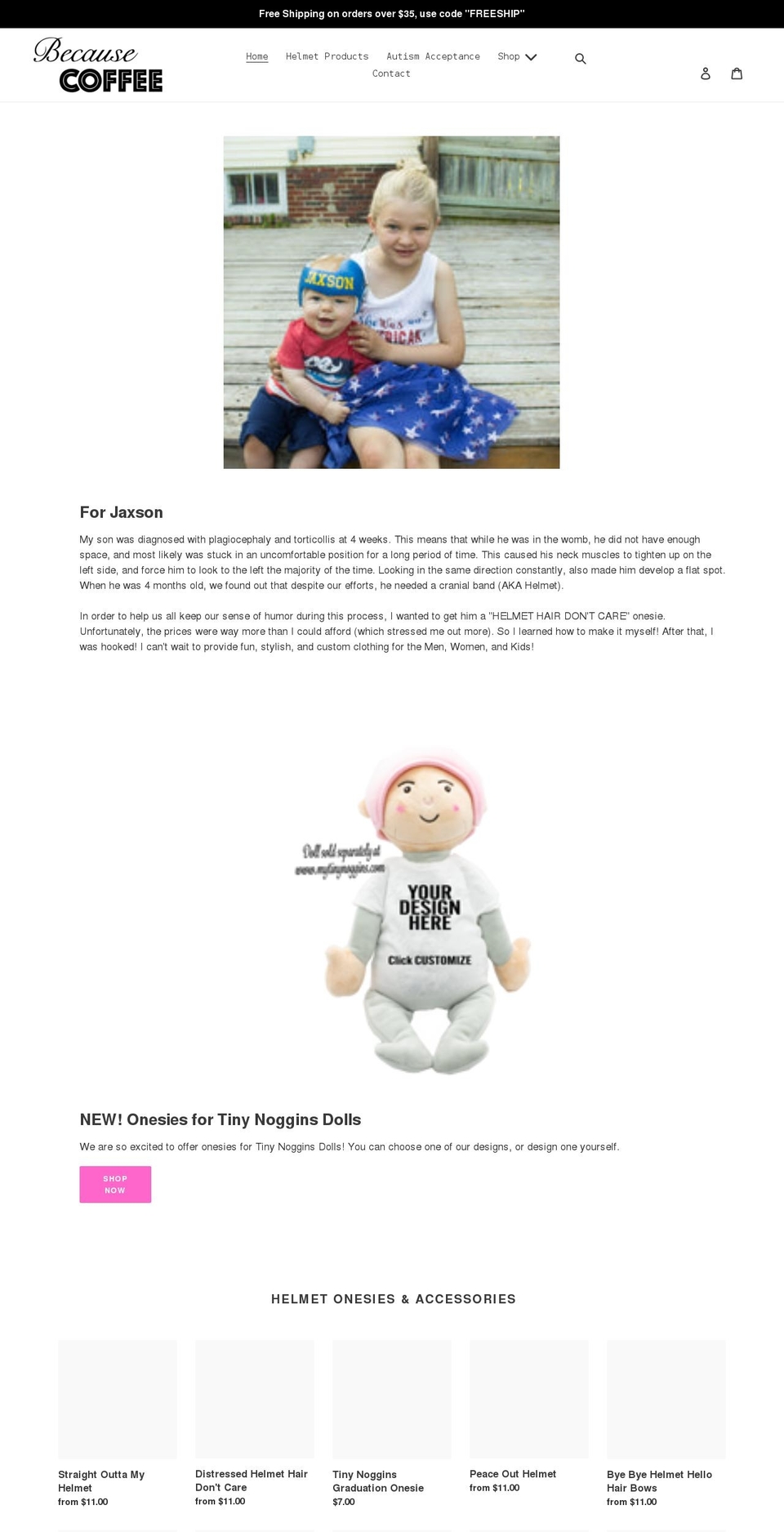 becausecoffeeshop.com shopify website screenshot