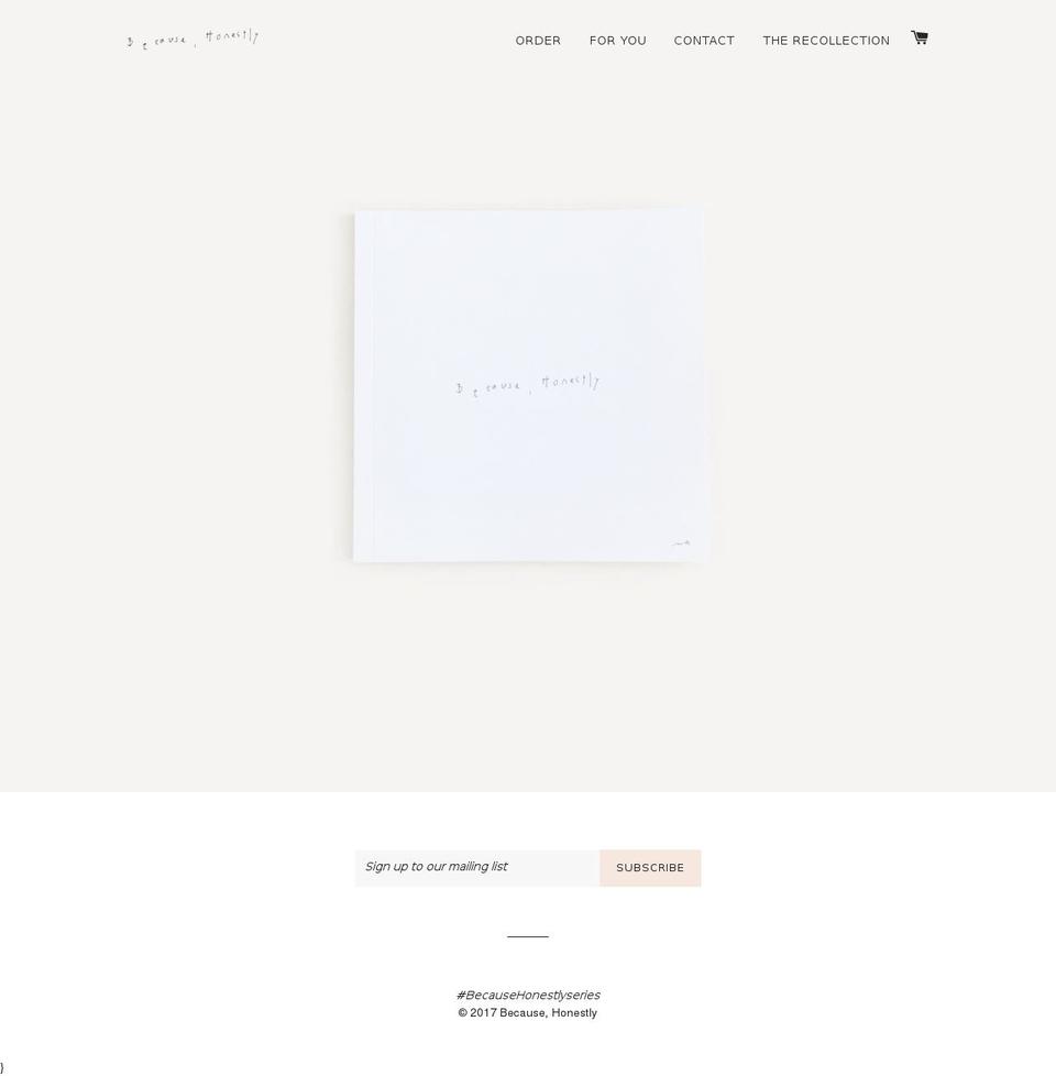 becausehonestly.com shopify website screenshot