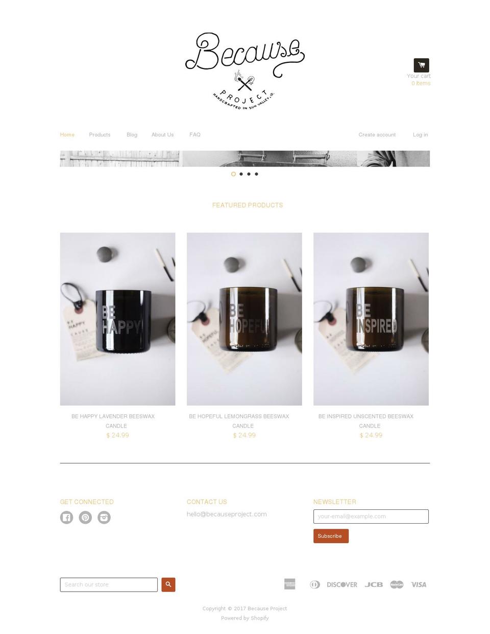 becauseproject.com shopify website screenshot