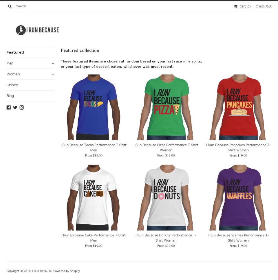 becauserunning.com — Shopify storefront screenshot