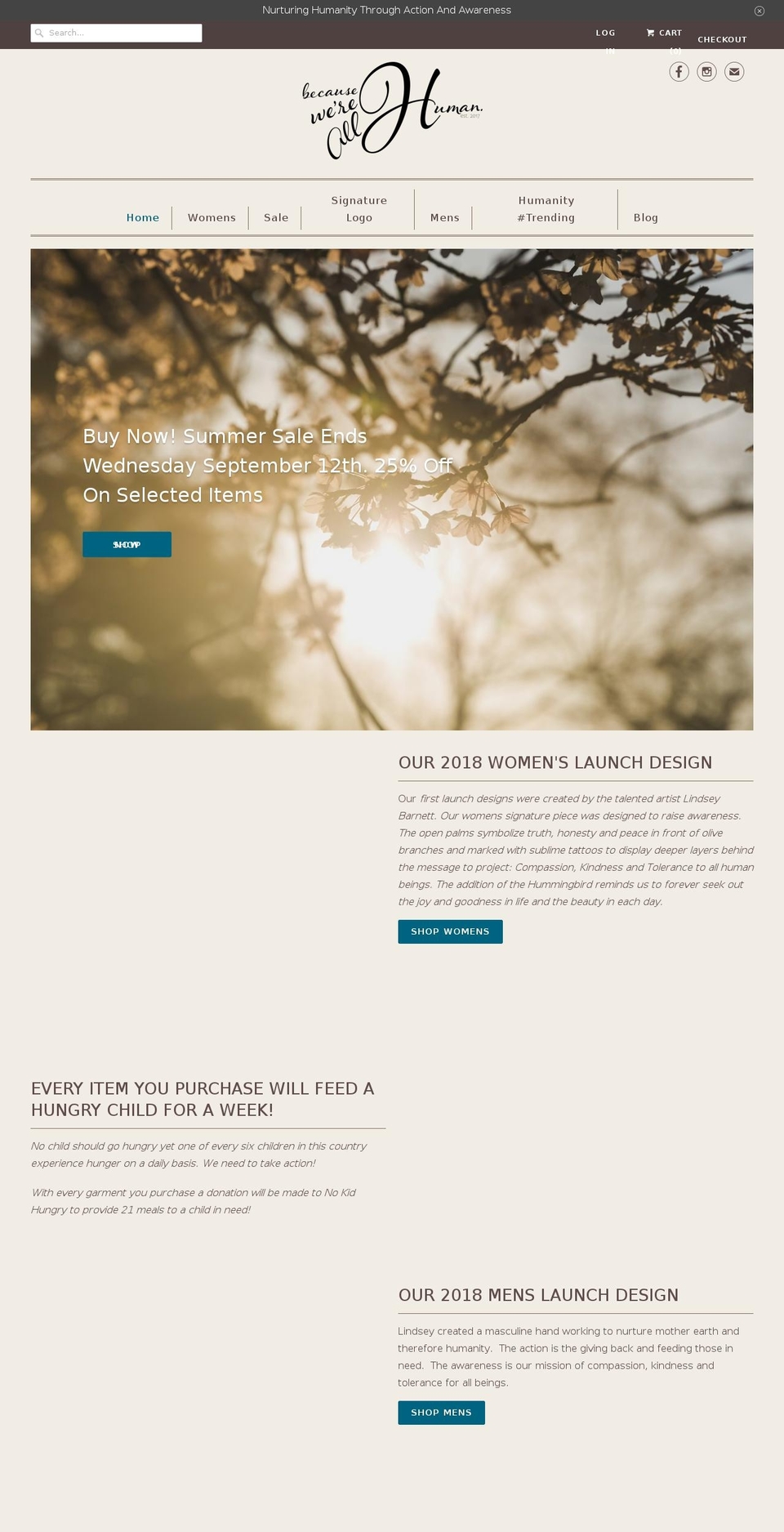 becausewereallhuman.com — Shopify storefront screenshot