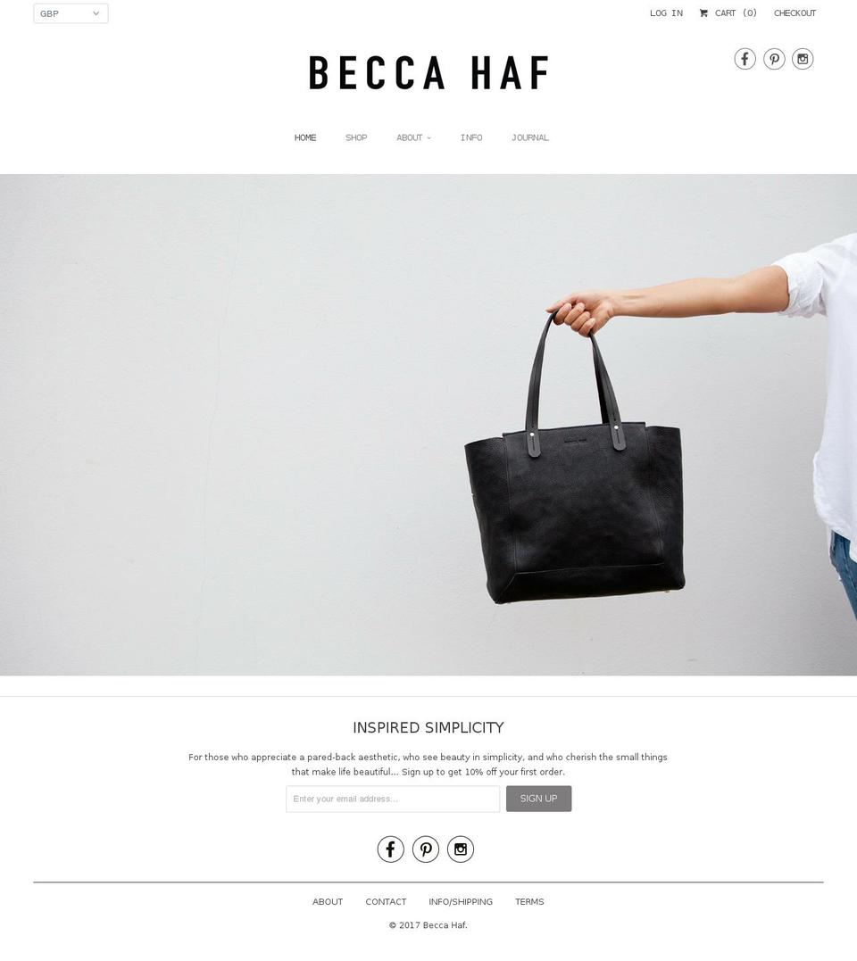 beccahaf.com shopify website screenshot