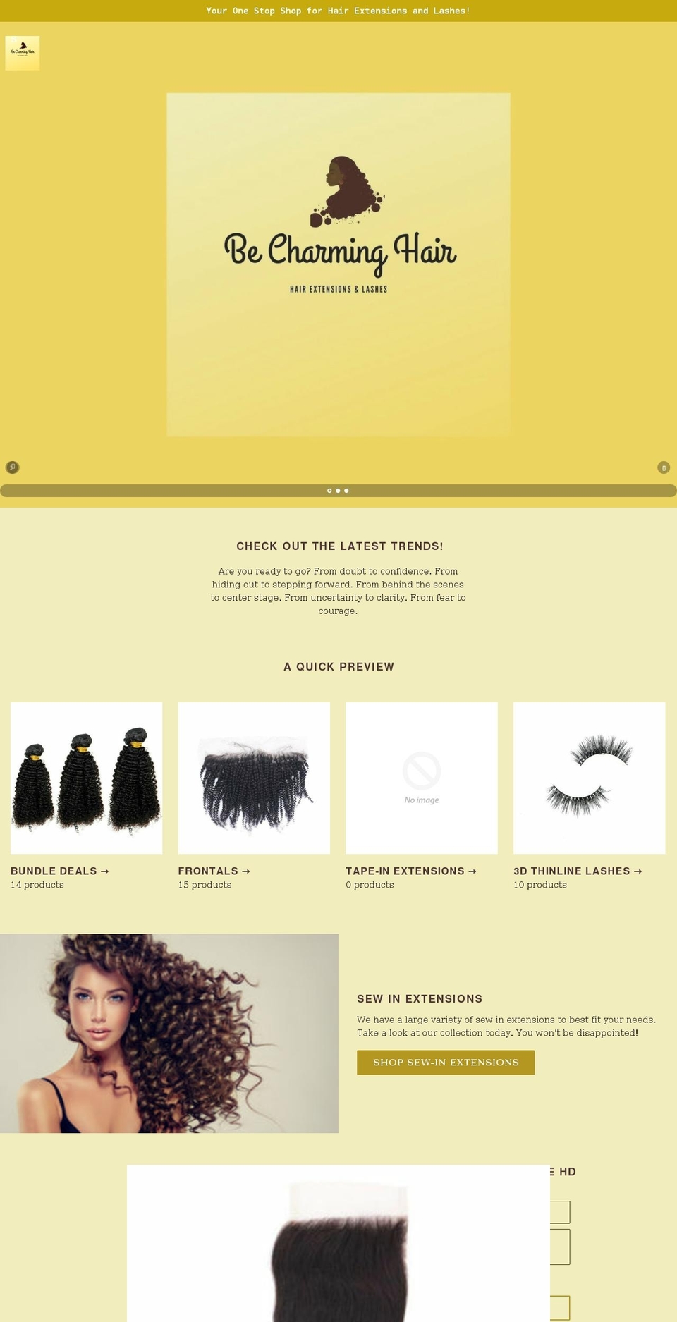 becharminghair.com shopify website screenshot
