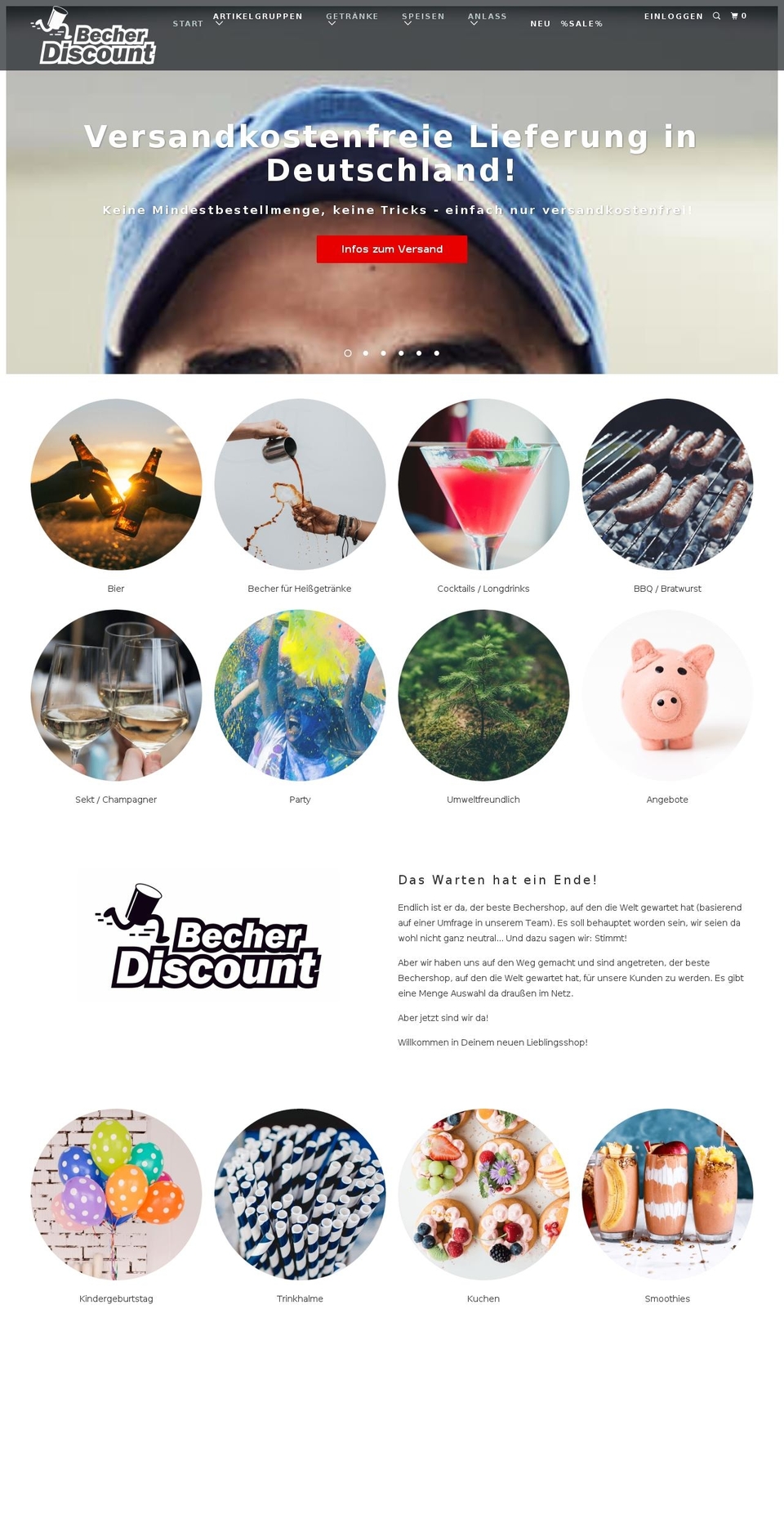 becher-discount.de shopify website screenshot