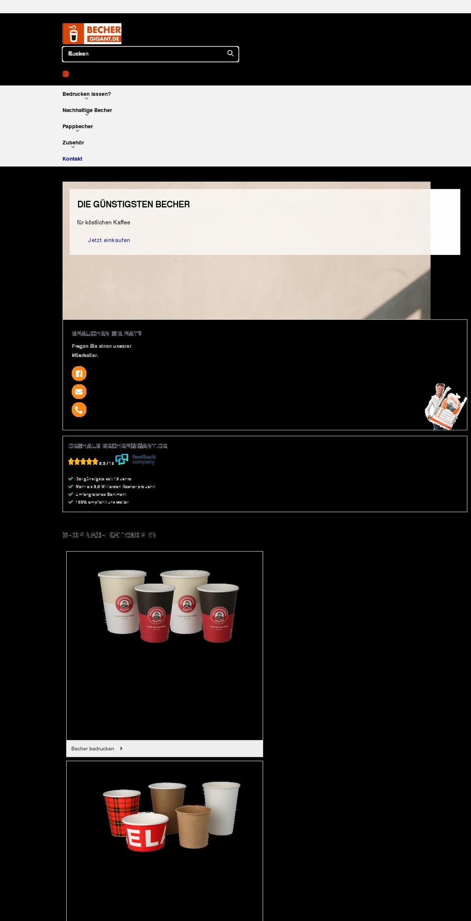 bechergigant.de shopify website screenshot