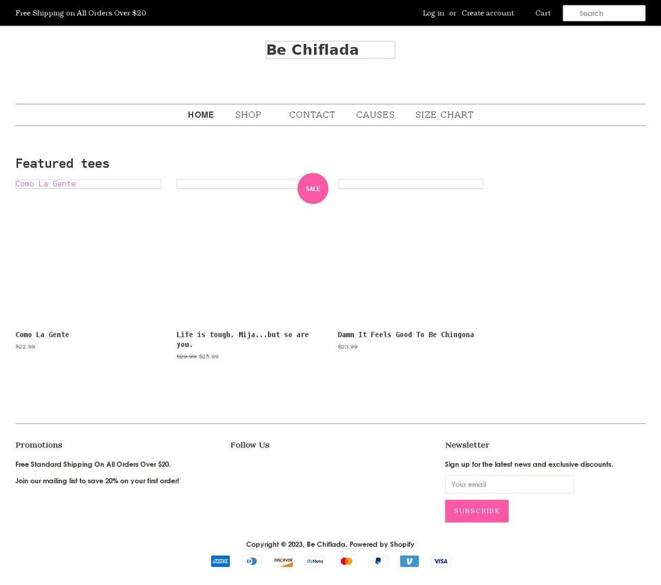 bechiflada.com shopify website screenshot