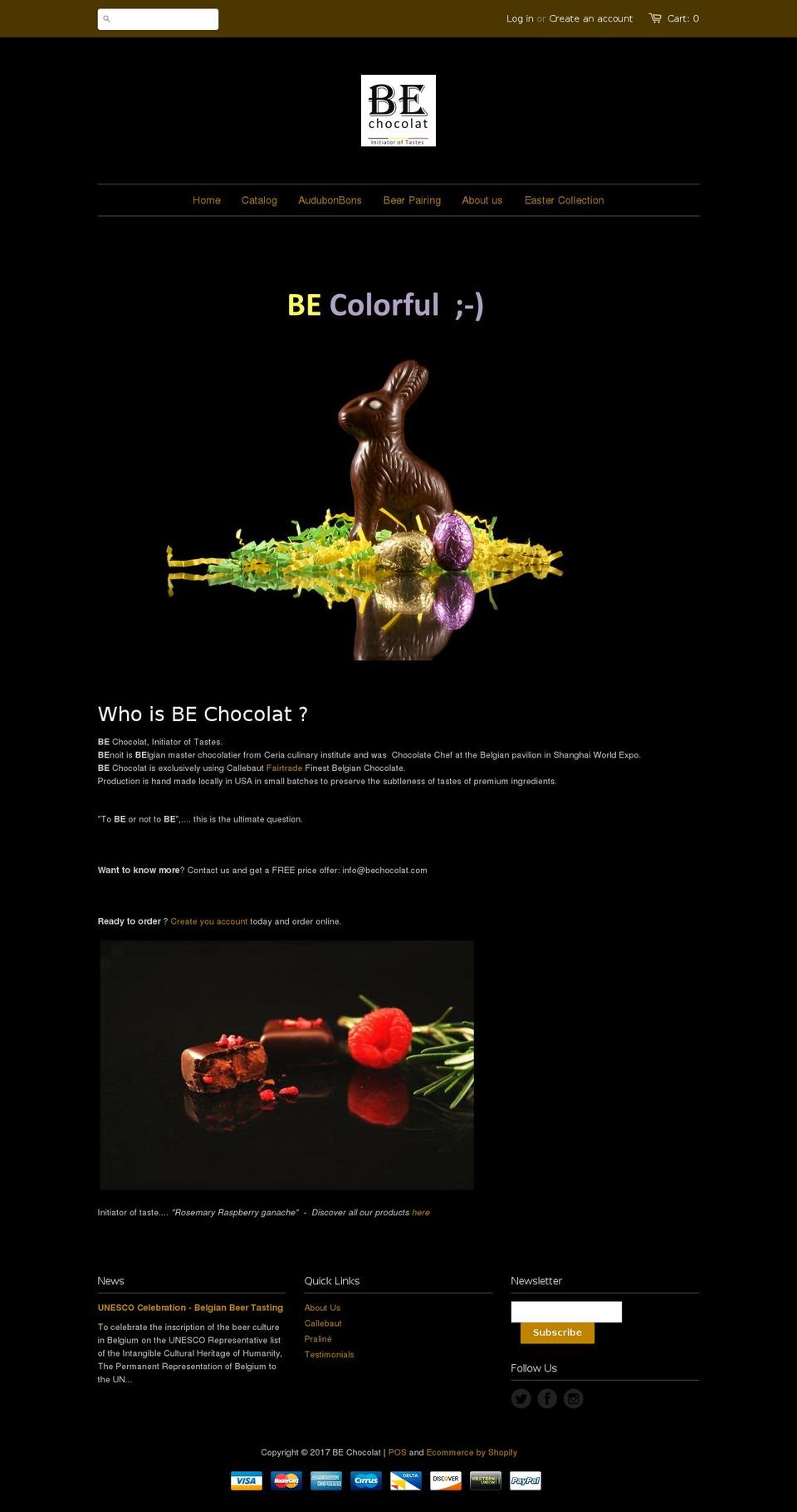 bechocolat.com shopify website screenshot