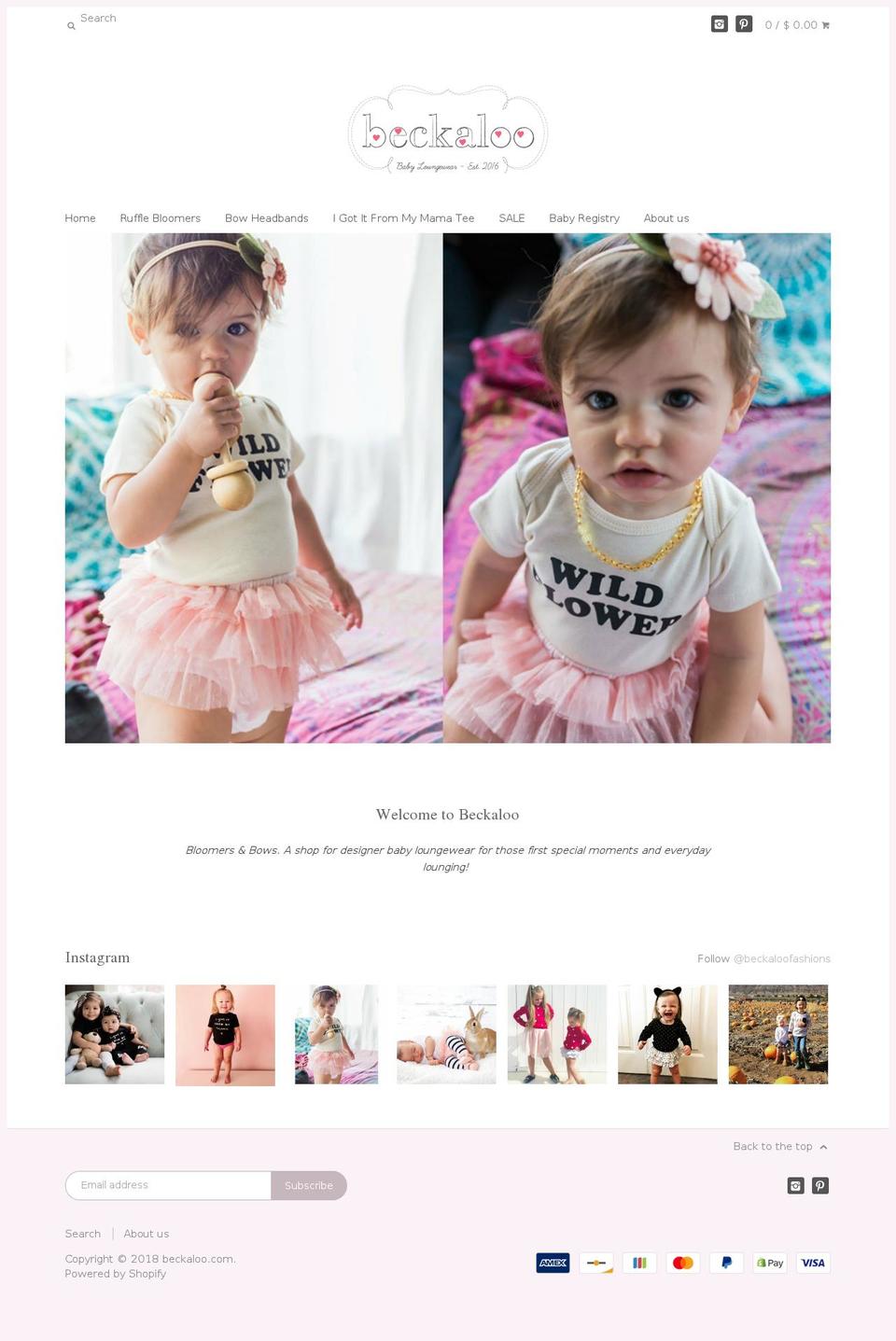 beckaloo.com — Shopify storefront screenshot
