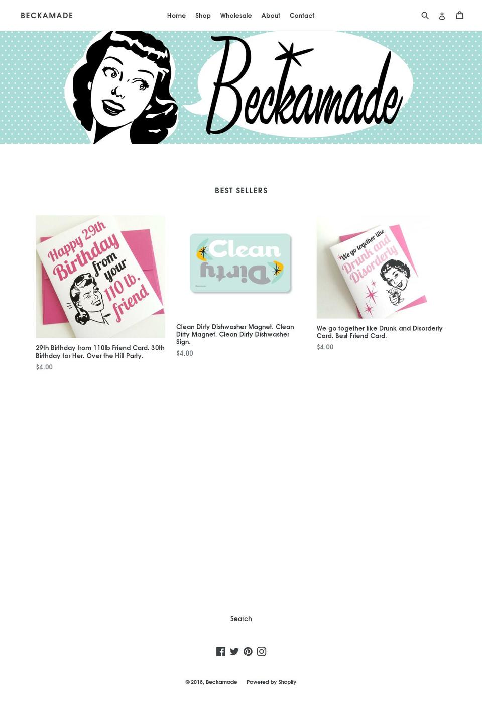 beckamade.com shopify website screenshot