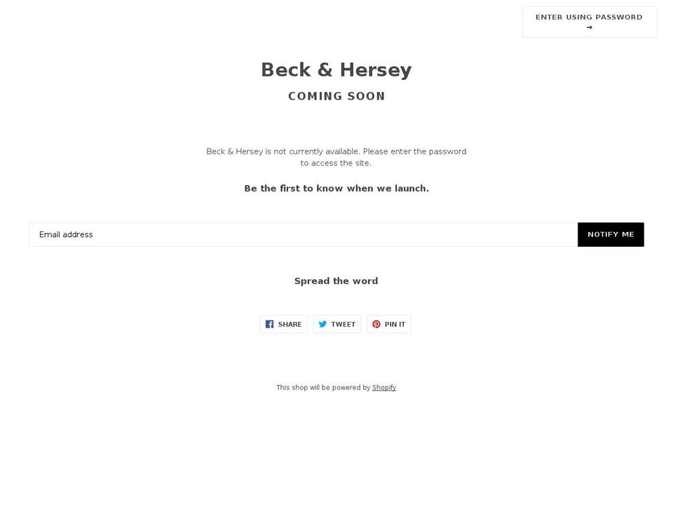 beckandhersey.com shopify website screenshot