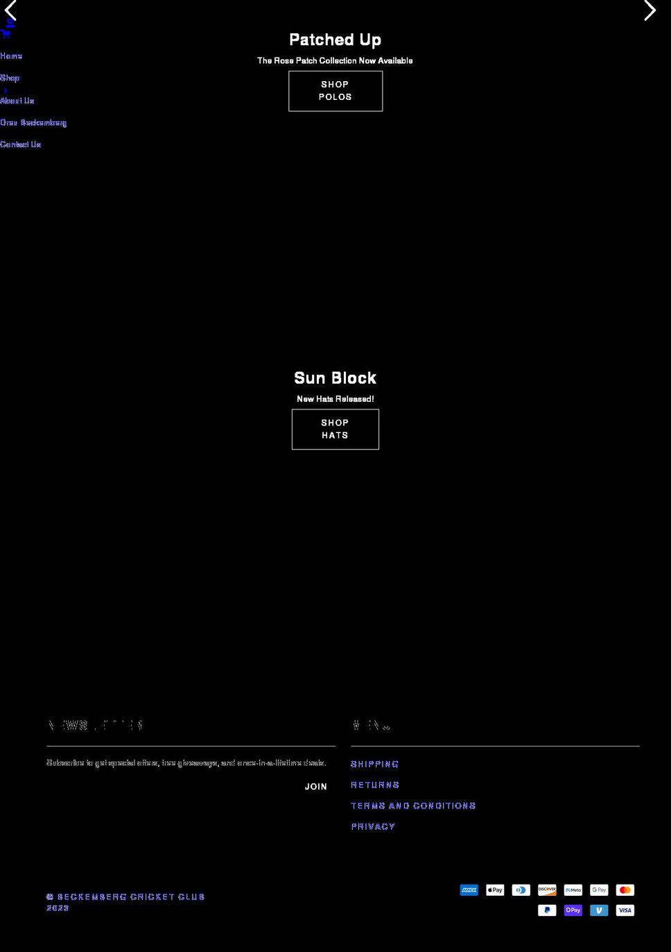 beckembergcricketclub.com shopify website screenshot