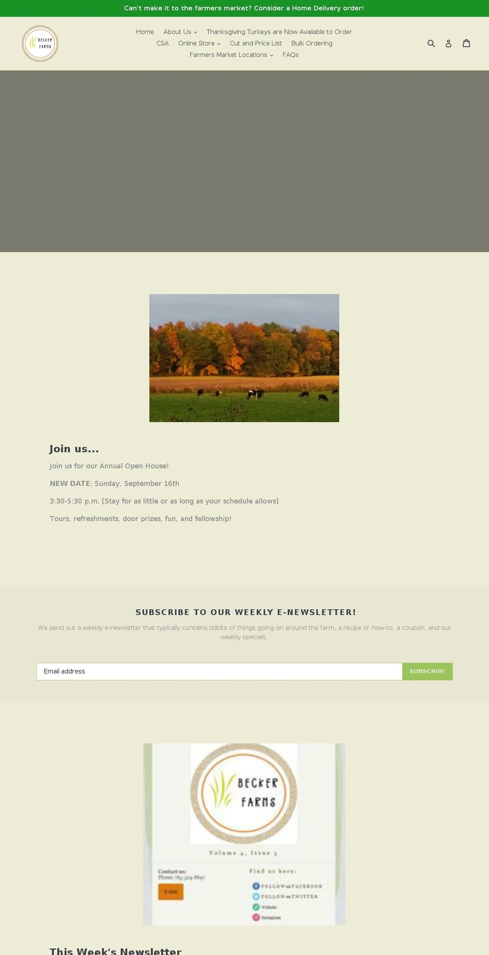 beckerfarmsin.com — Shopify storefront screenshot