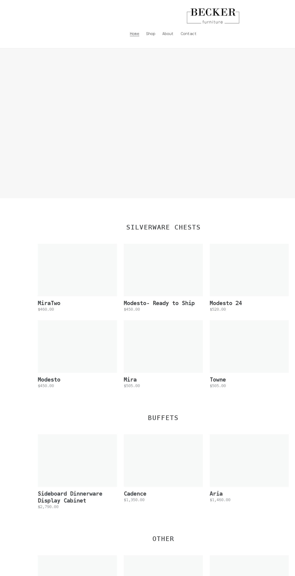 beckerfurniture.net shopify website screenshot