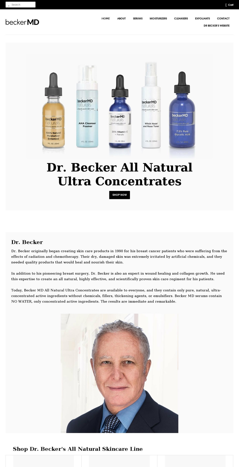 beckermdnaturalskincare.com shopify website screenshot