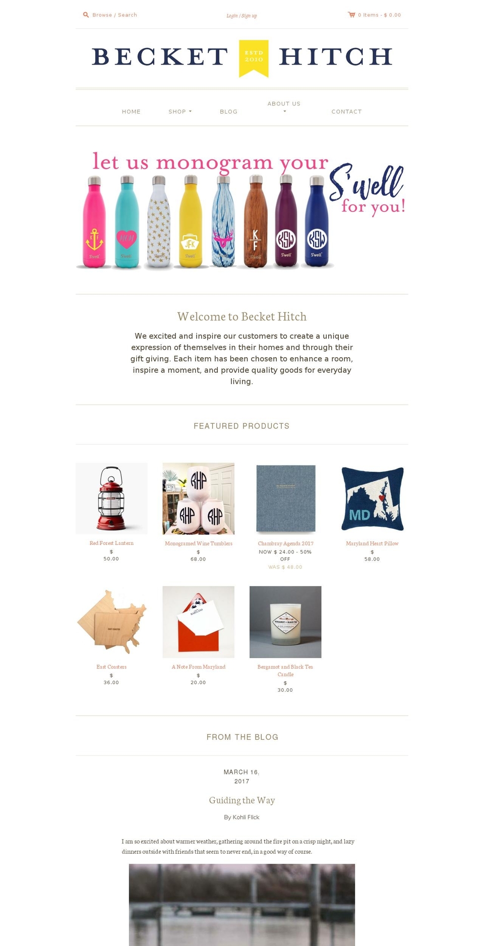 beckethitch.com shopify website screenshot