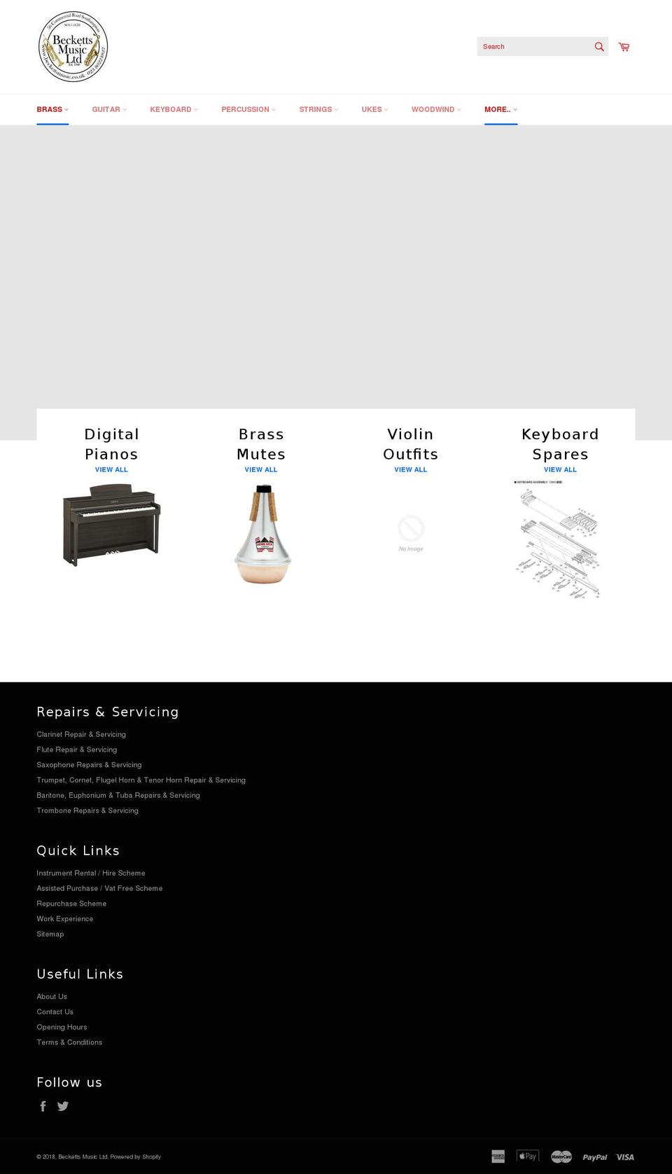 beckettsmusic.co.uk shopify website screenshot