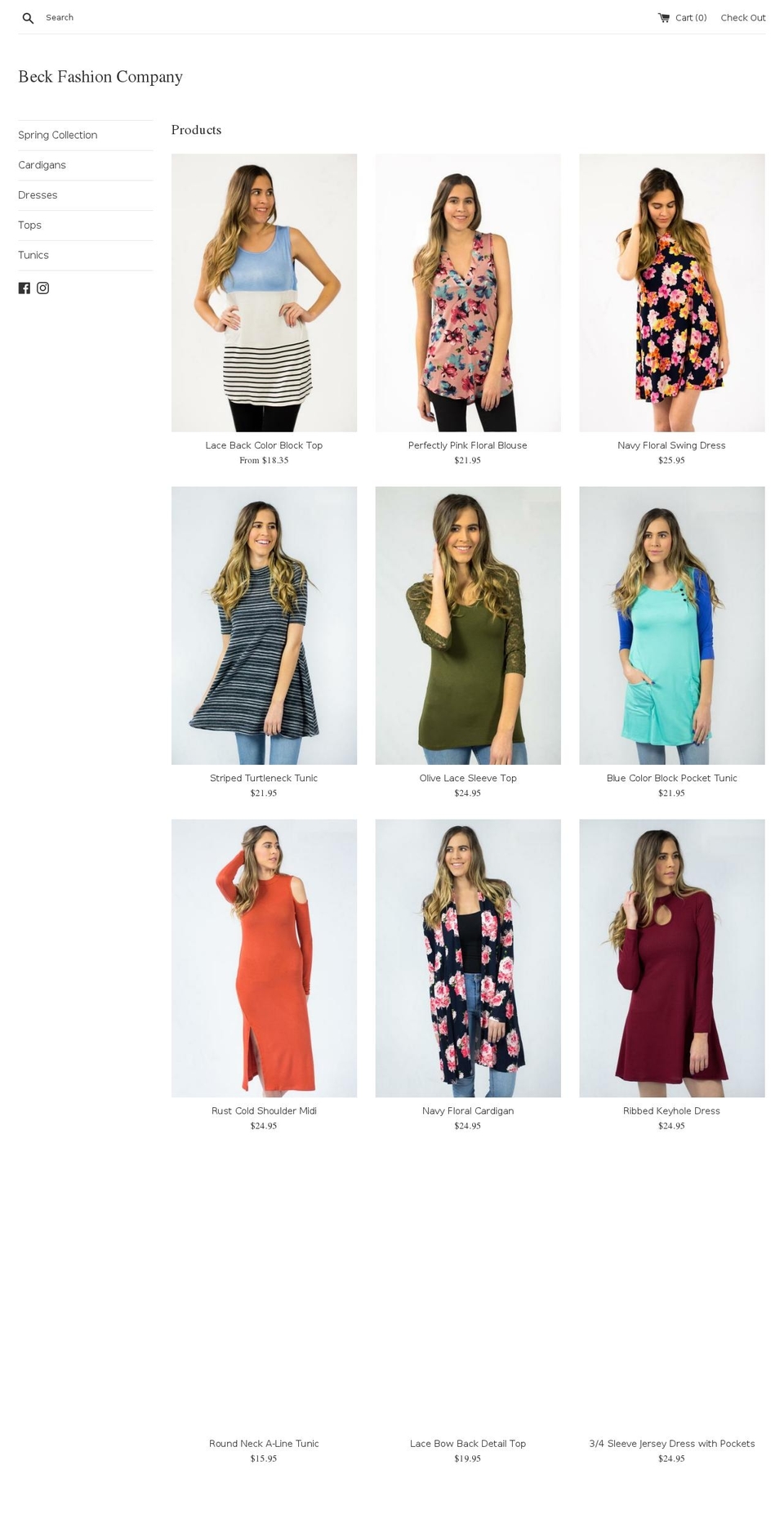 beckfashioncompany.com — Shopify storefront screenshot