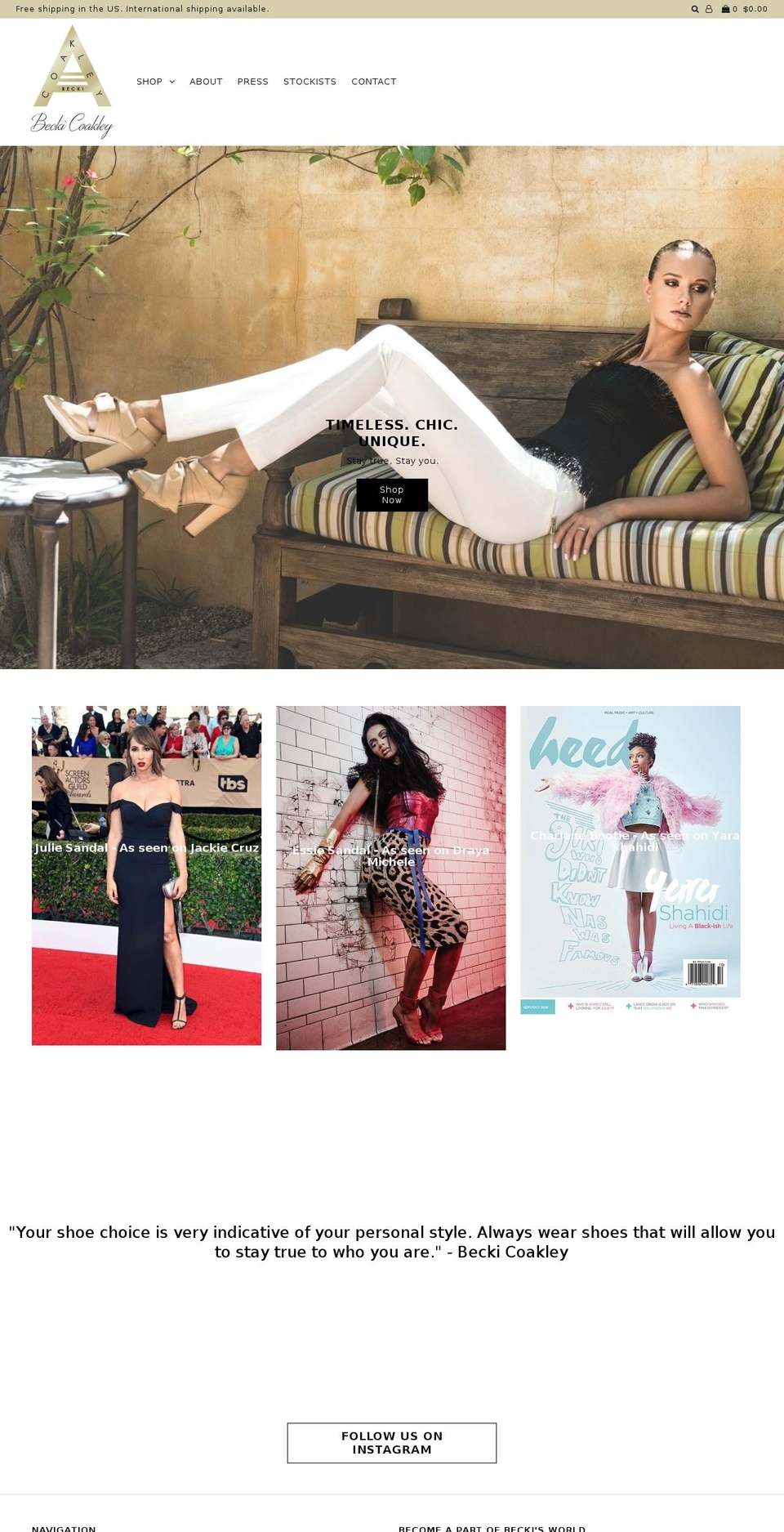 beckicoakley.com shopify website screenshot