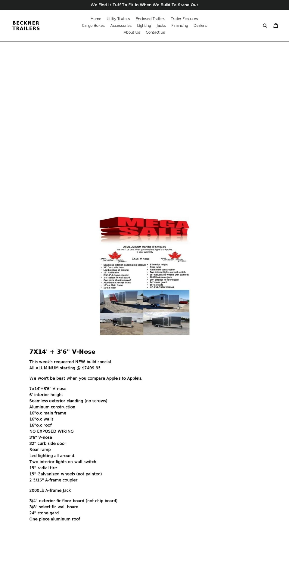 becknertrailers.com — Shopify storefront screenshot