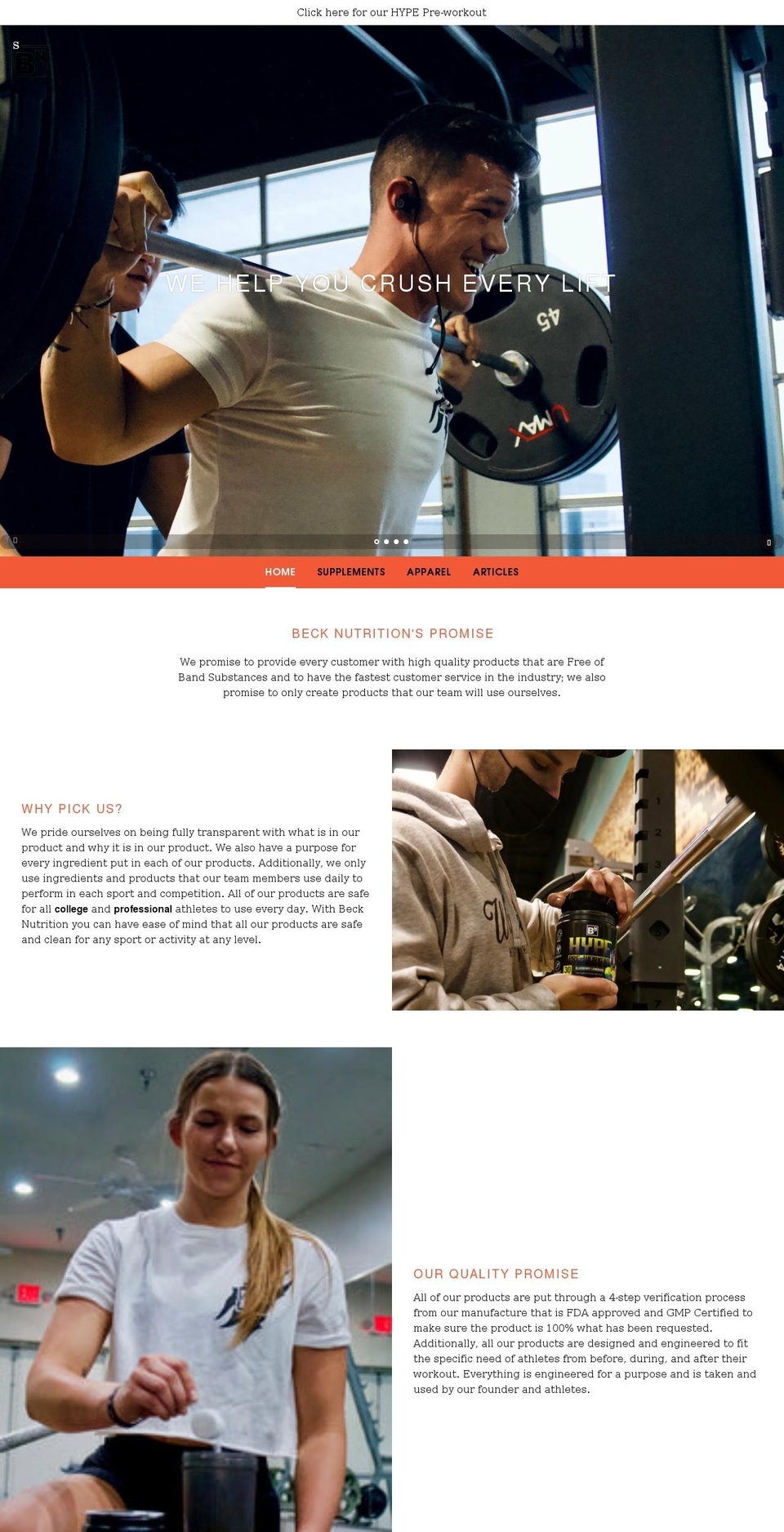 becknutrition.com shopify website screenshot