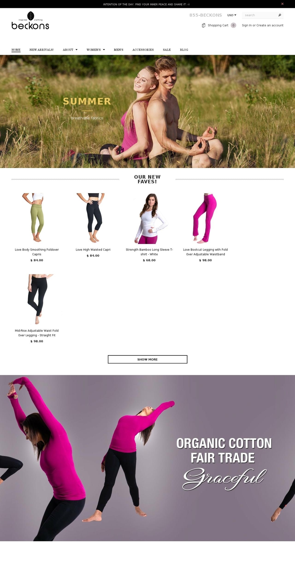 beckonsorganics.com — Shopify storefront screenshot