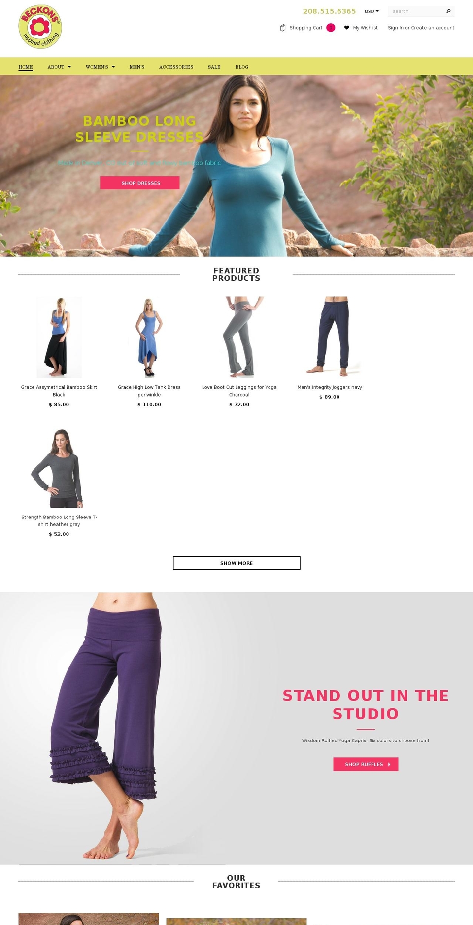 beckonsyoga.com shopify website screenshot