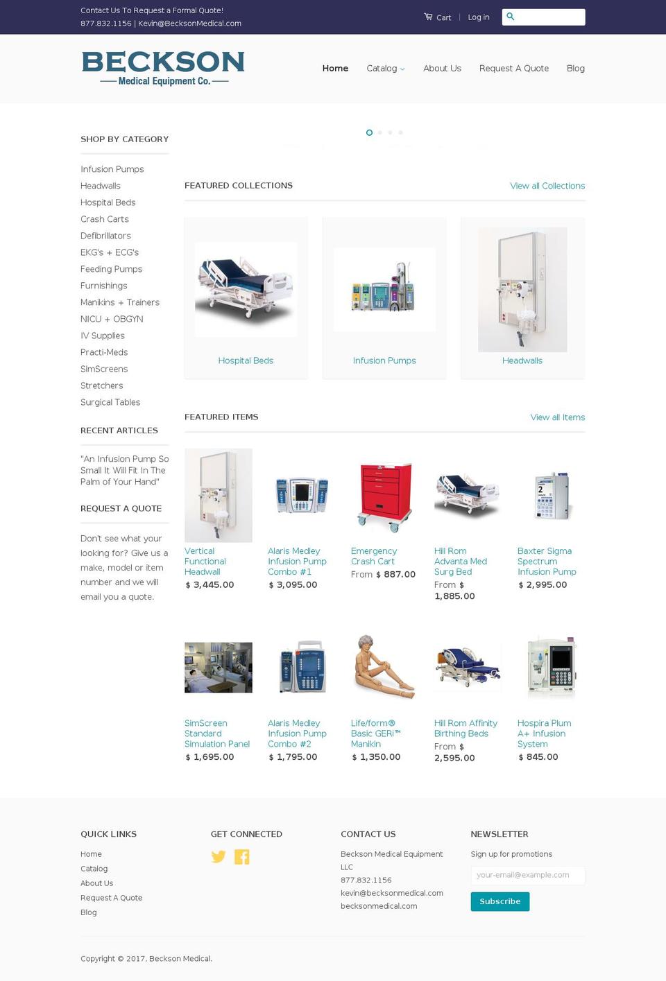 becksonmedical.com shopify website screenshot