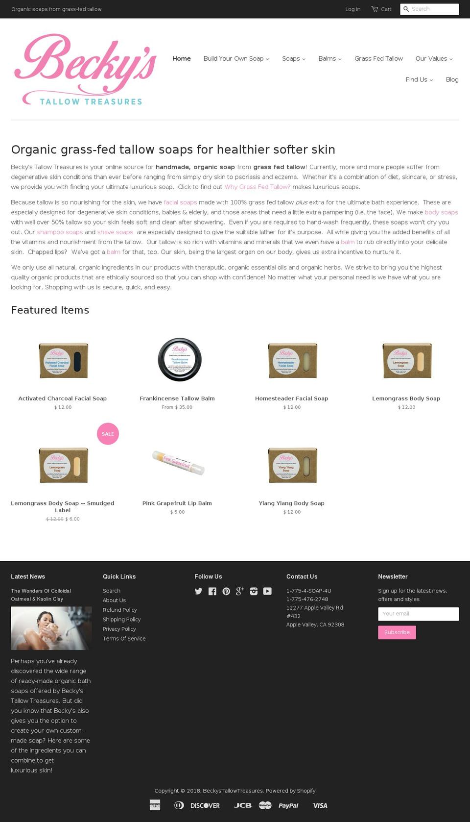 beckystallowtreasures.com shopify website screenshot