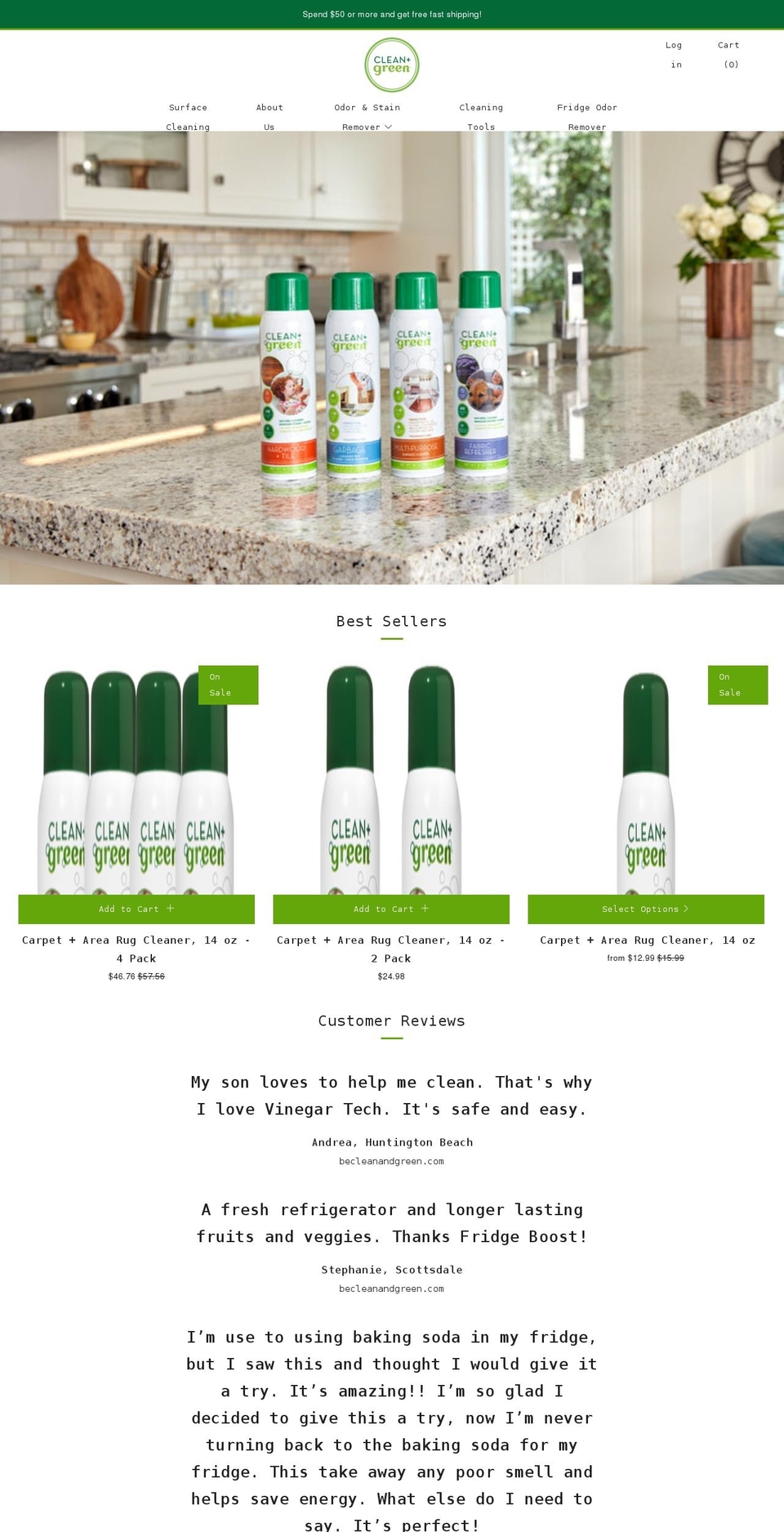 becleanandgreen.com shopify website screenshot