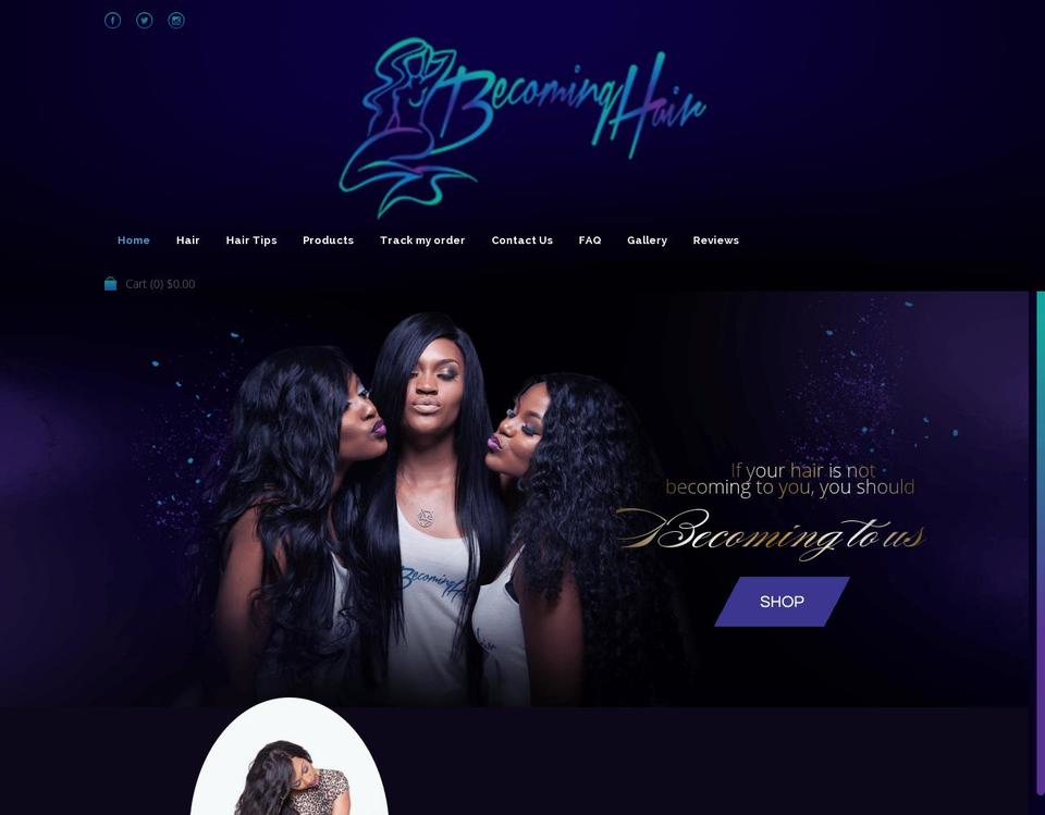 becominghair.com shopify website screenshot