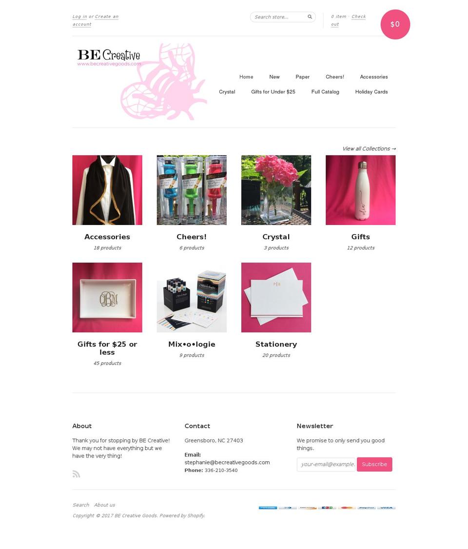 becreativegoods.com shopify website screenshot