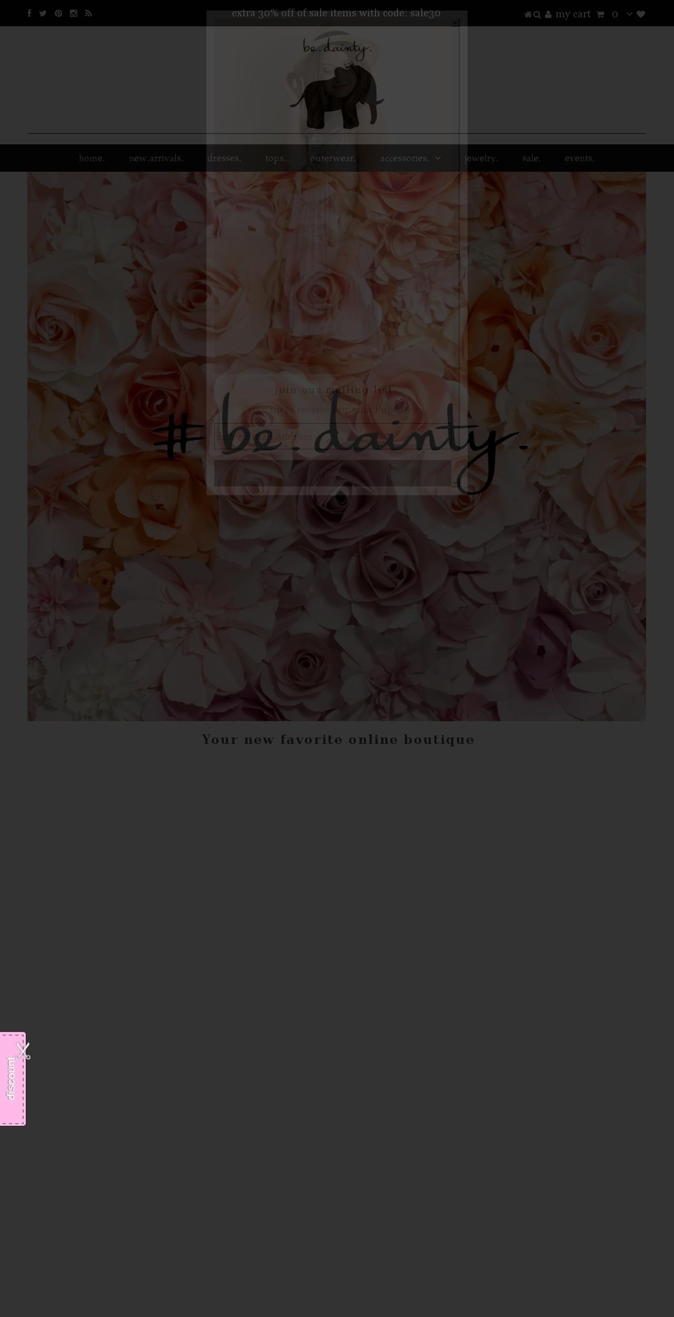 bedainty.com shopify website screenshot