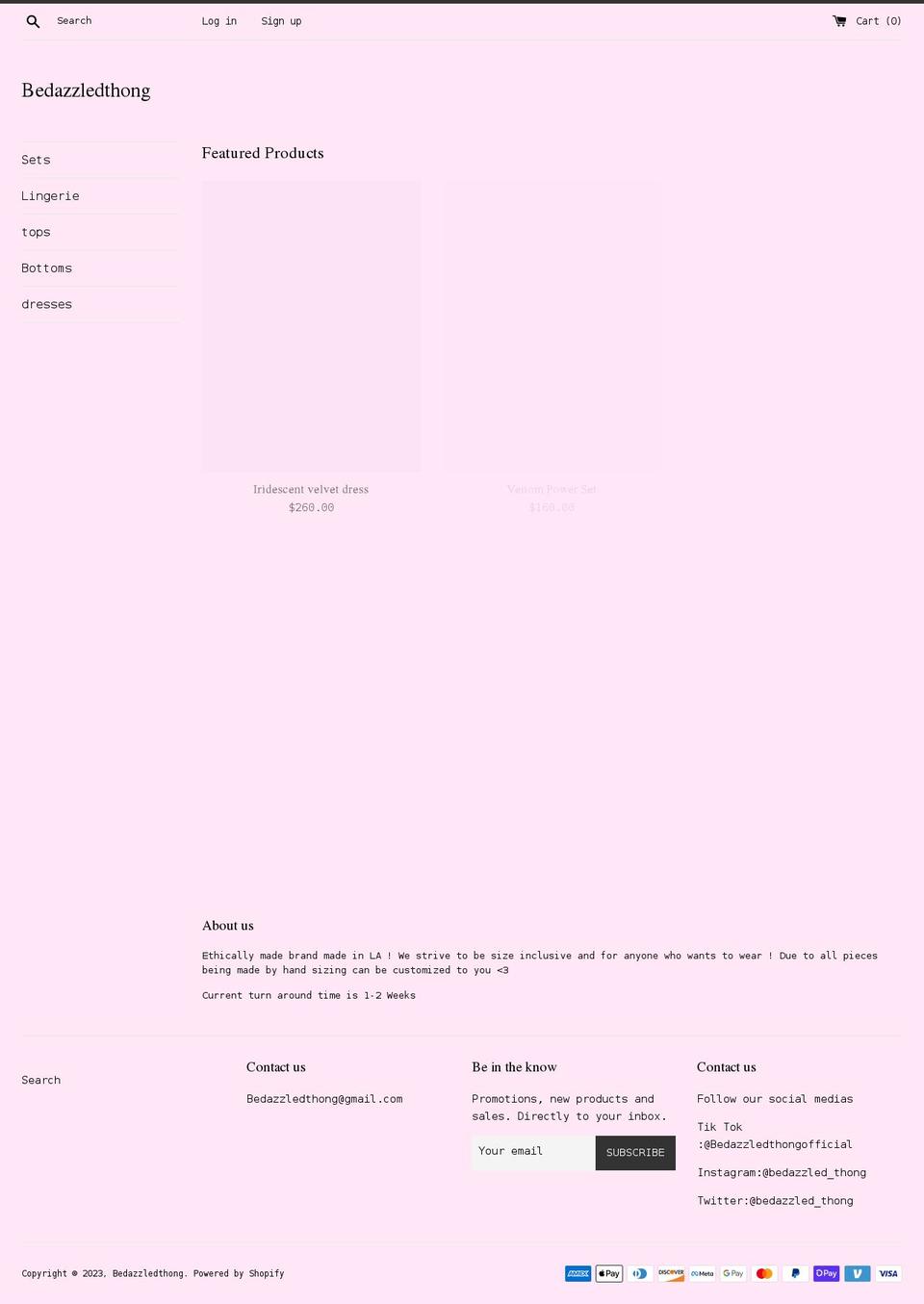 bedazzledthong.com shopify website screenshot