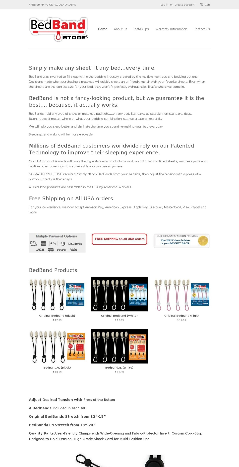 bedbands.com shopify website screenshot