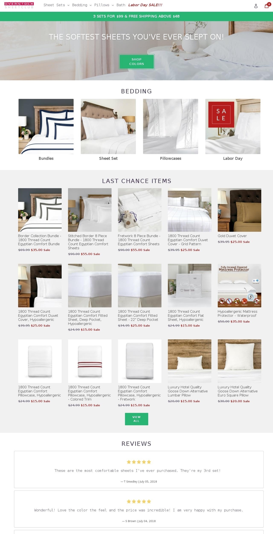 bedbathandsheetclub.com — Shopify storefront screenshot