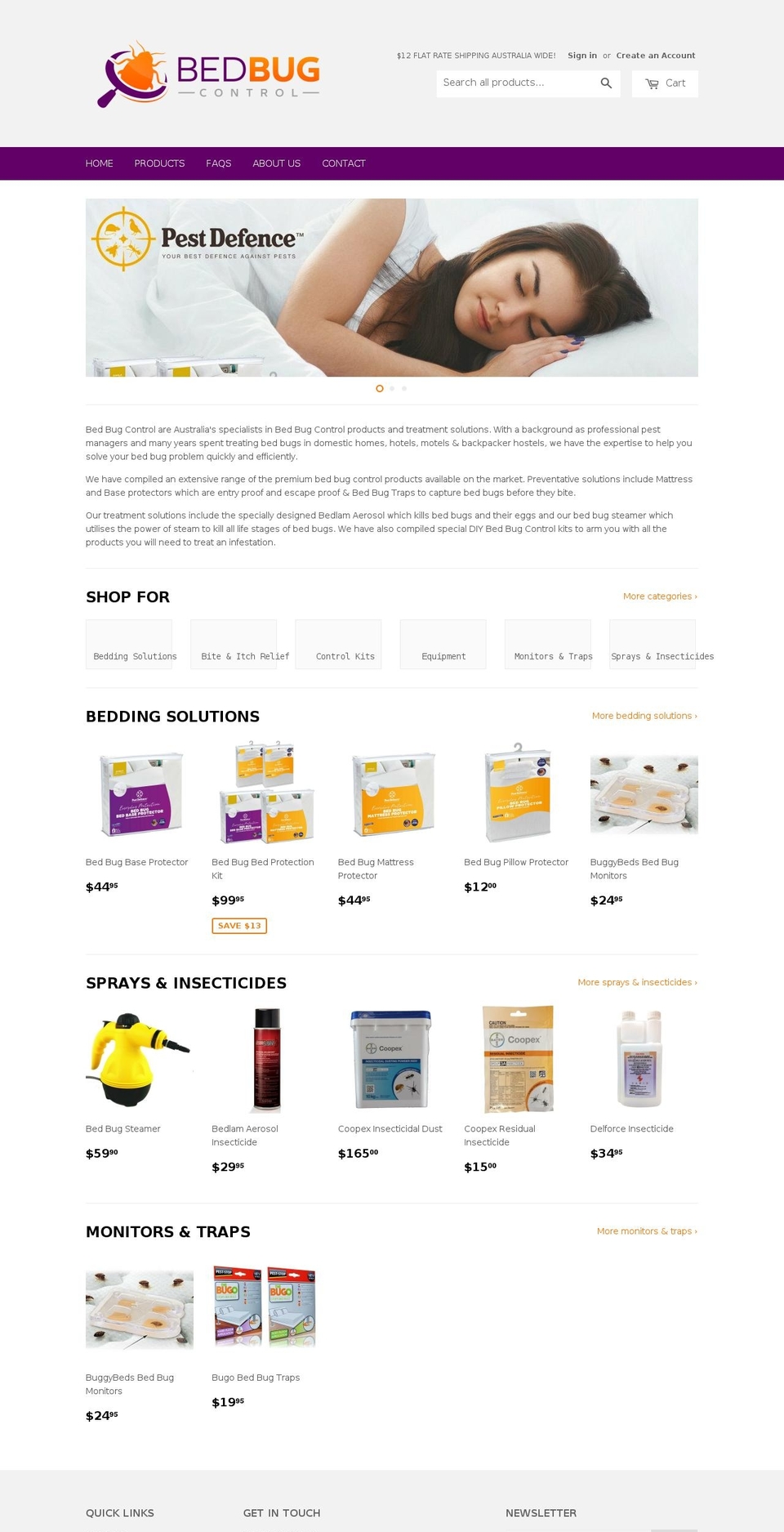 bedbugcontrol.com.au shopify website screenshot