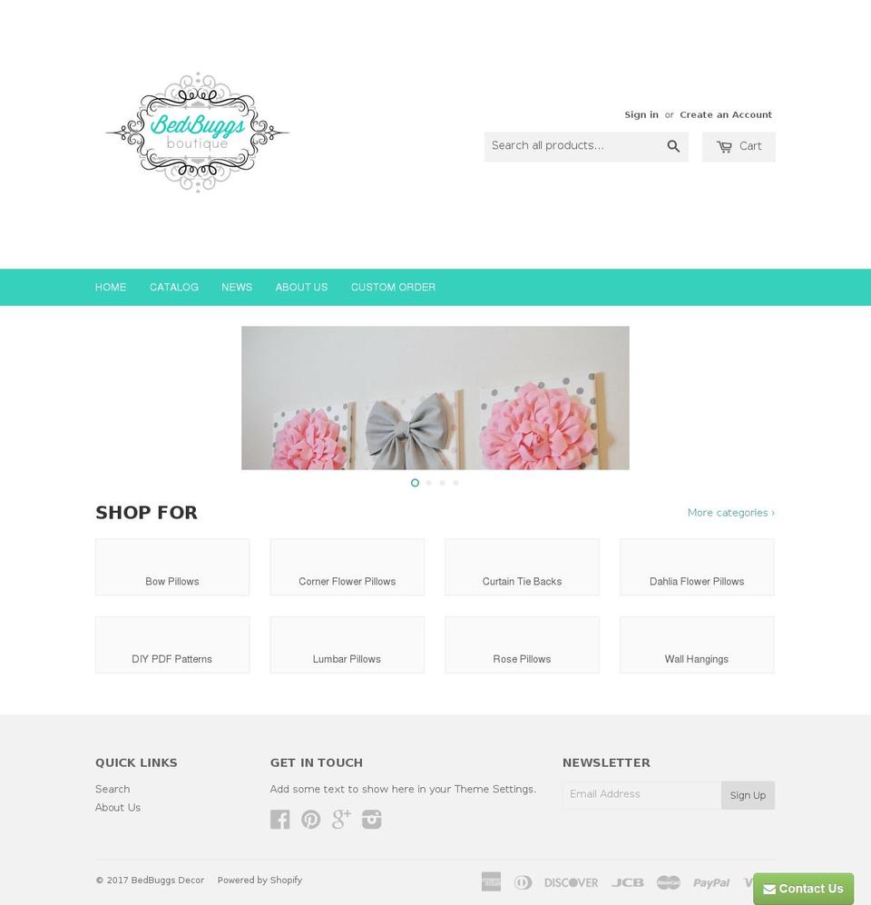 bedbuggsdecor.com shopify website screenshot