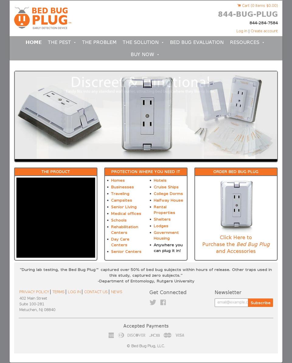 bedbugplug.com — Shopify storefront screenshot