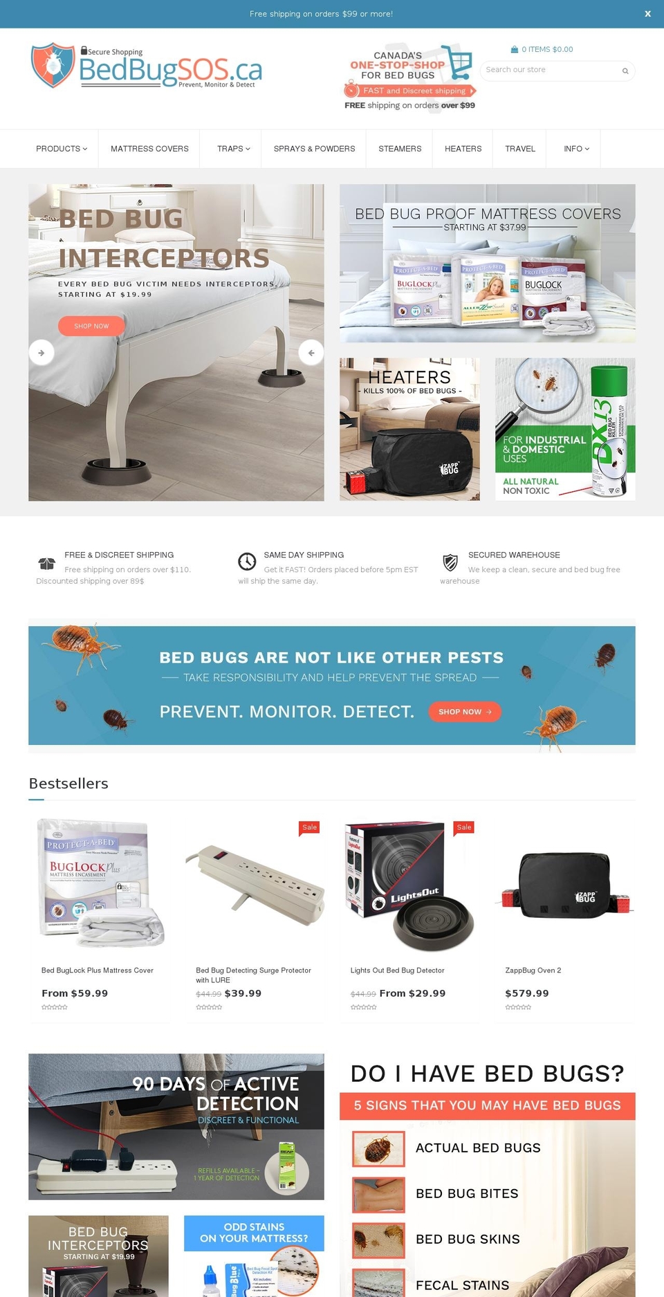 bedbugsos.com — Shopify storefront screenshot