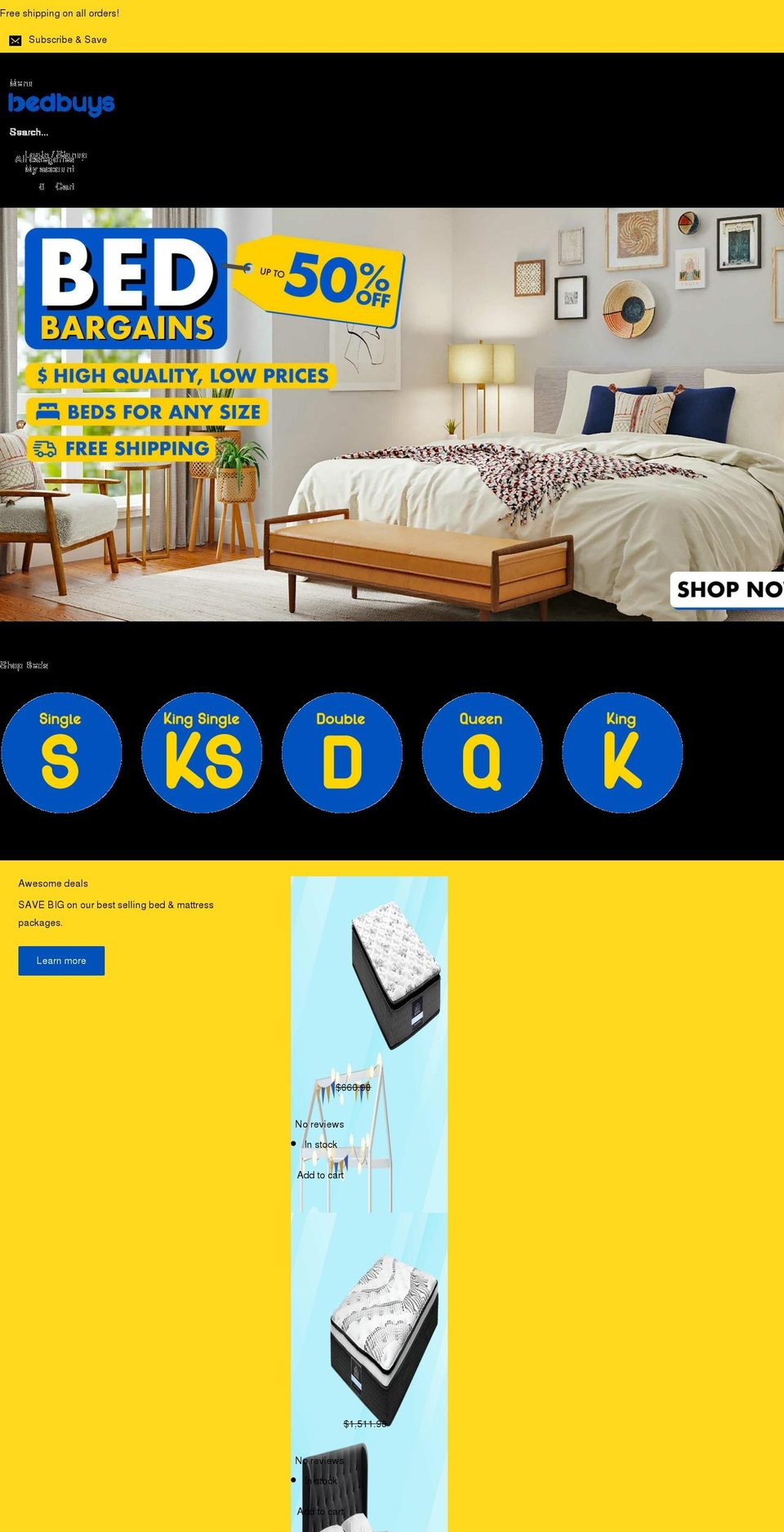 bedbuys.com.au shopify website screenshot
