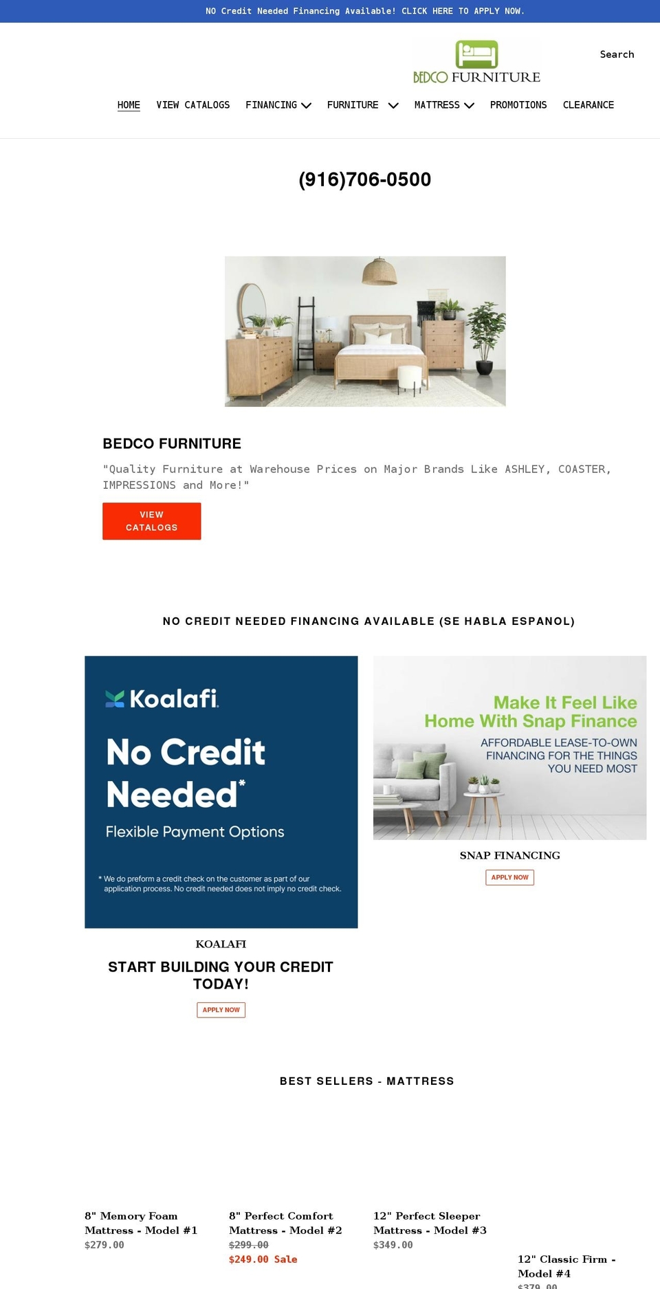 bedcofurniture.com shopify website screenshot