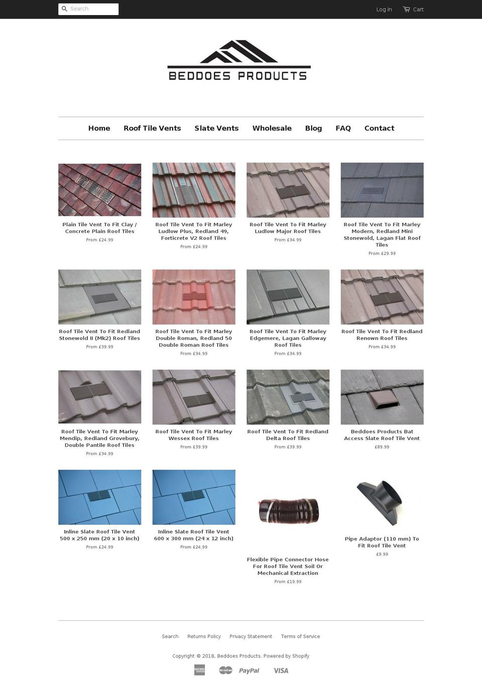 beddoesproducts.com — Shopify storefront screenshot