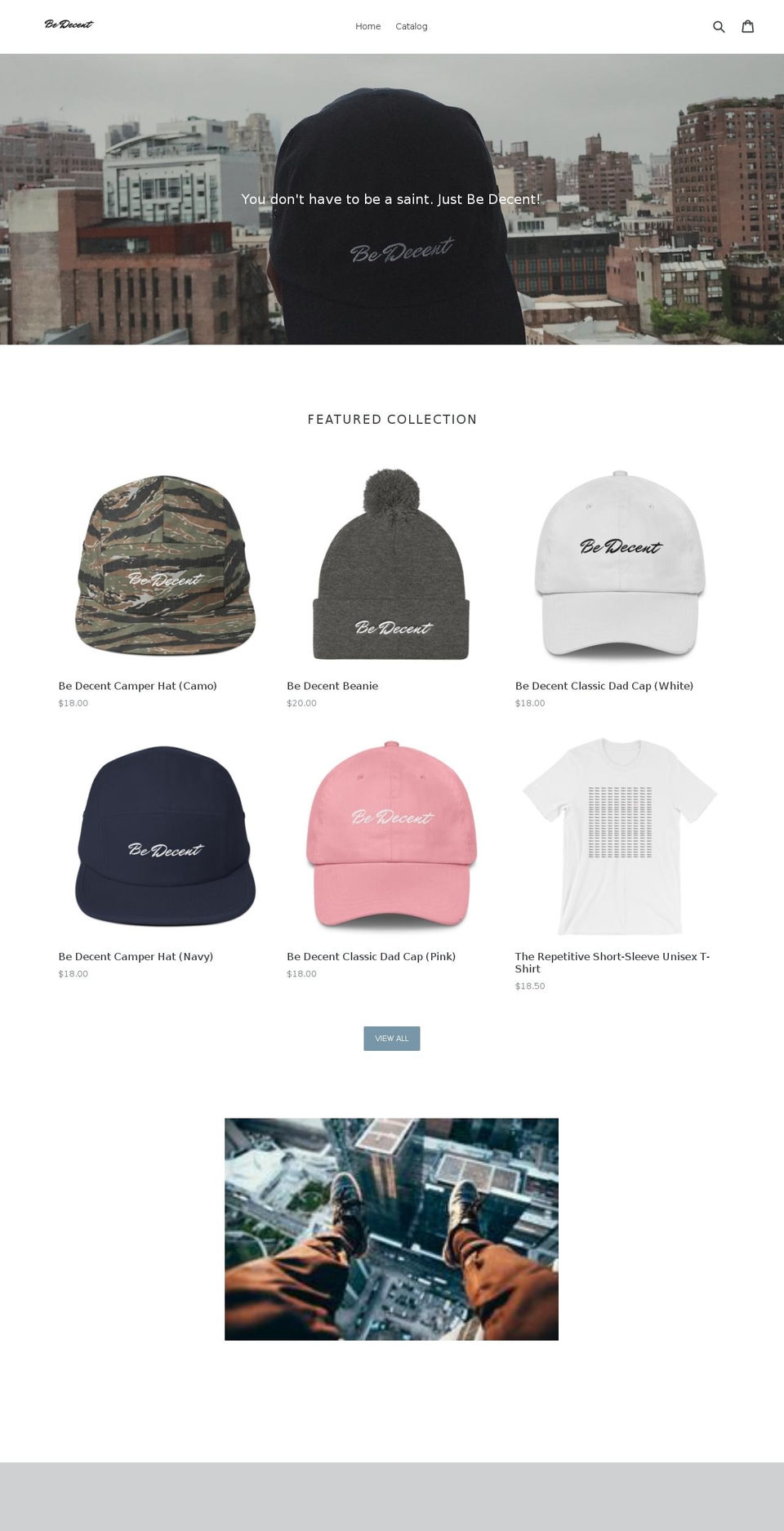 bedecentclothing.com — Shopify storefront screenshot